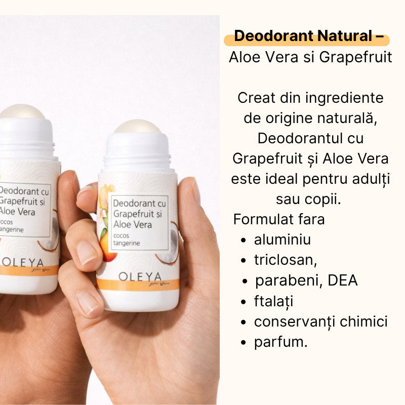 Natural DeoPure- Deodorant cu Aloe Vera si Grapefruit  - fara Aluminiu, Triclosan