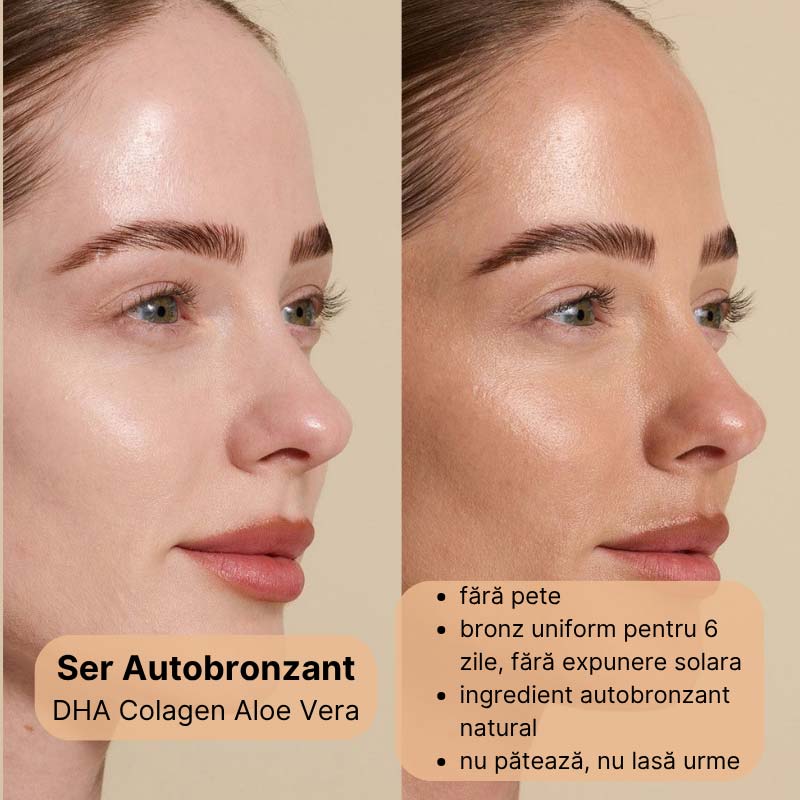 Natural Tanning Drops - Ser facial autobronzant cu DHA, Colagen, Aloe si Centella Asiatica