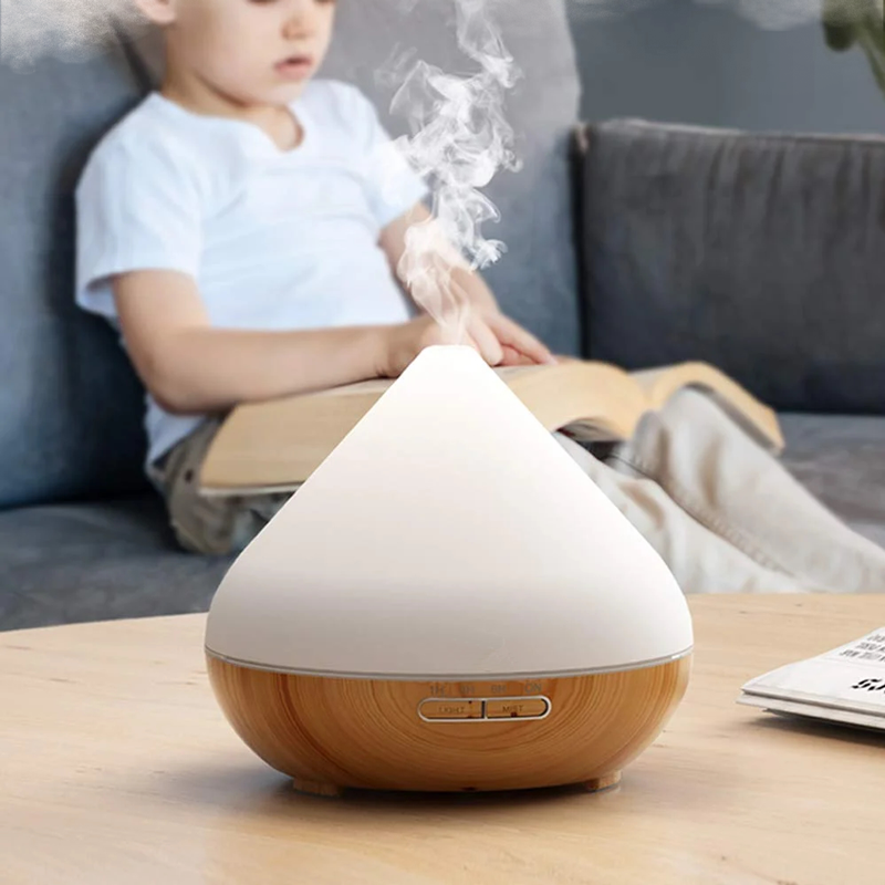 Wood  - Difuzor pentru Uleiuri Esentiale cu telecomanda, lampa de culori, 0.5 l