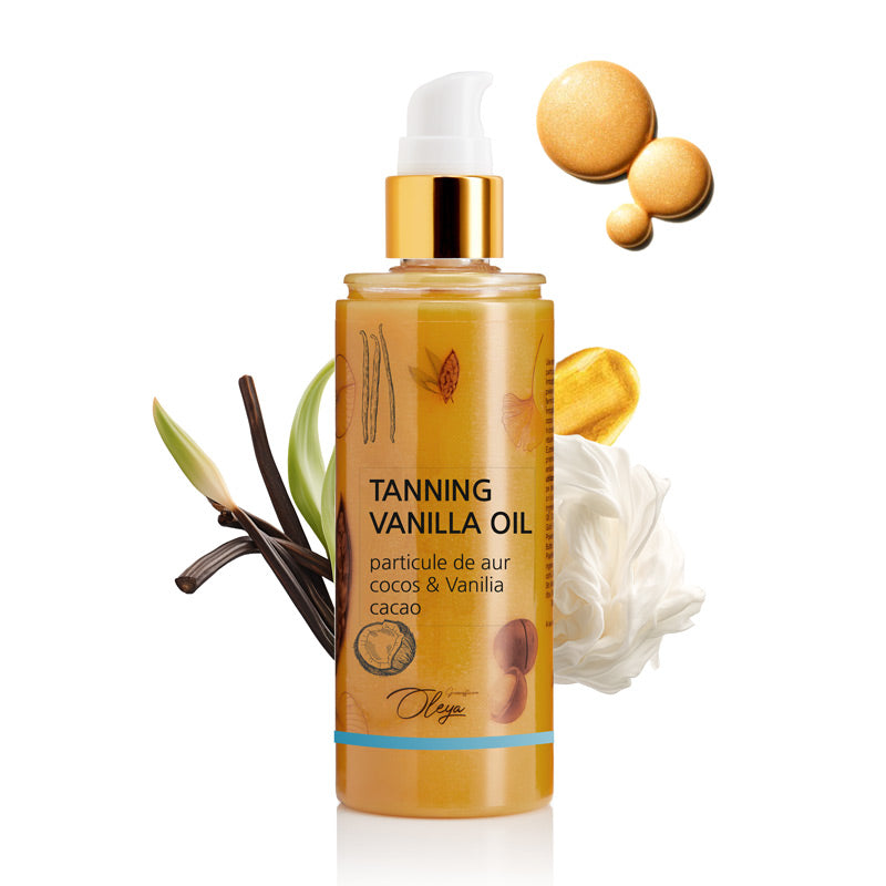 Tanning Vanilla oil - Ulei stralucitor cu particule de Aur și Vanilie