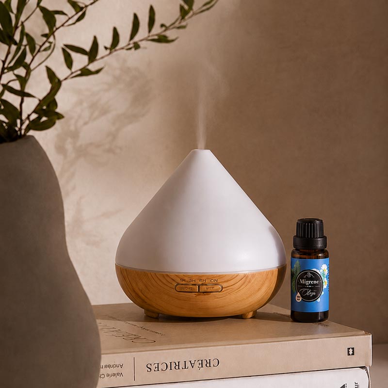 Wood  - Difuzor pentru Uleiuri Esentiale cu telecomanda, lampa de culori, 0.5 l